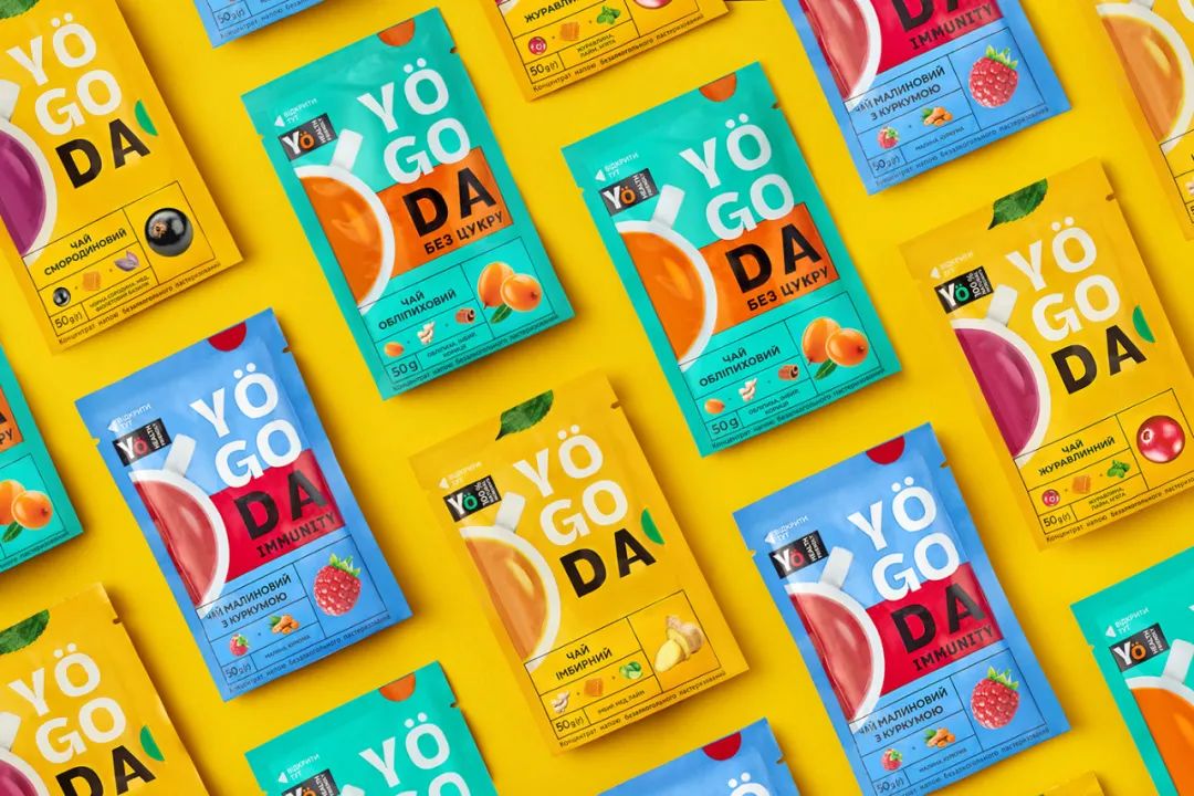 深圳品牌设计｜色彩的碰撞，当瑜珈遇到浆果——乌克兰Yogoda瑜珈浆果茶饮料包装设计欣赏